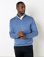 Mens Blue Zip Neck Jumper - Urban Londonn Ltd