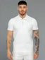Men's Zip Neck Polo T-Shirt In white - Urban Londonn Ltd