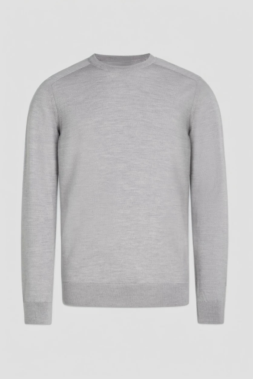 Men's Grey Crew Neck Knit Sweater