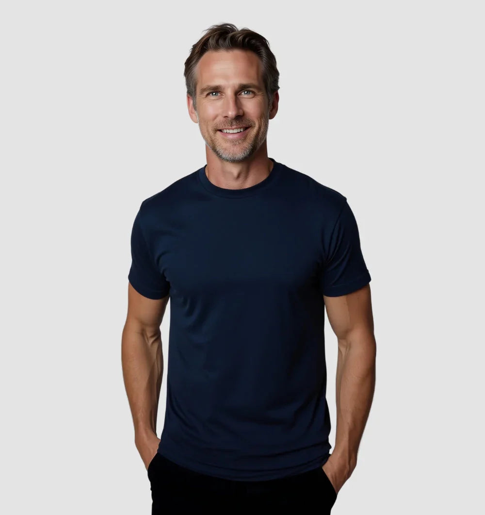 Mens Muscle Fit Navy T-Shirt