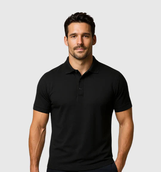 Men's Knit Polo T-Shirt In Black Main image