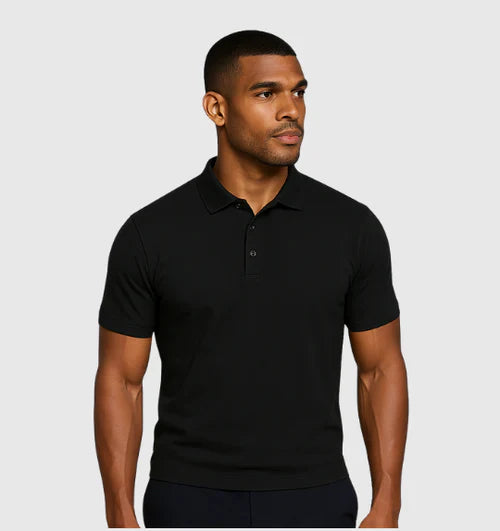 Men's Knit Polo T-Shirt In Black