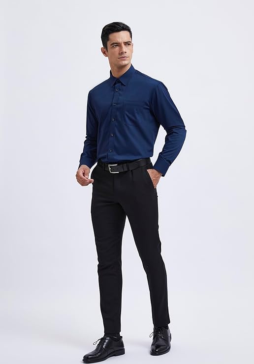 Mens Cotton Smart Casual Shirt In Navy