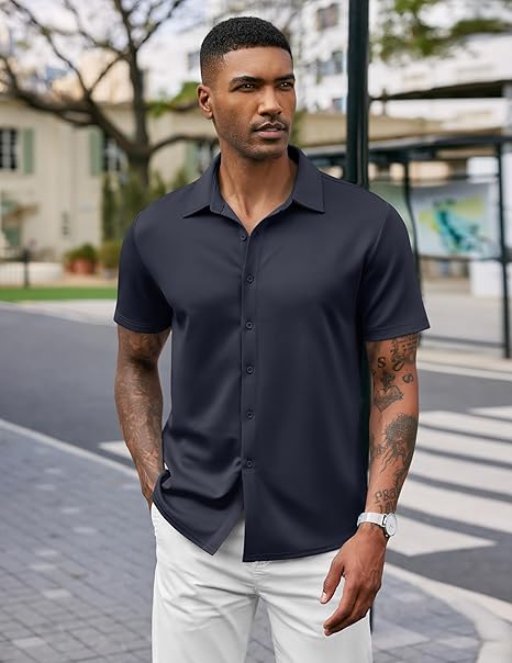 Mens Linen Shirt In Navy Secondary image