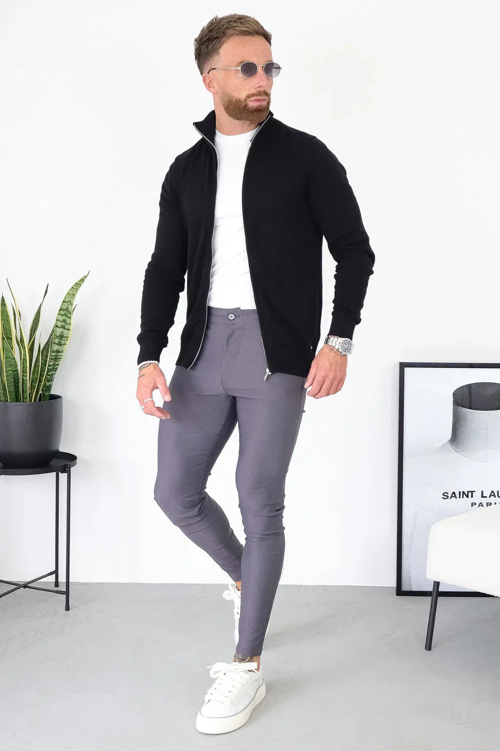 Men's Black Full Zip Jumper