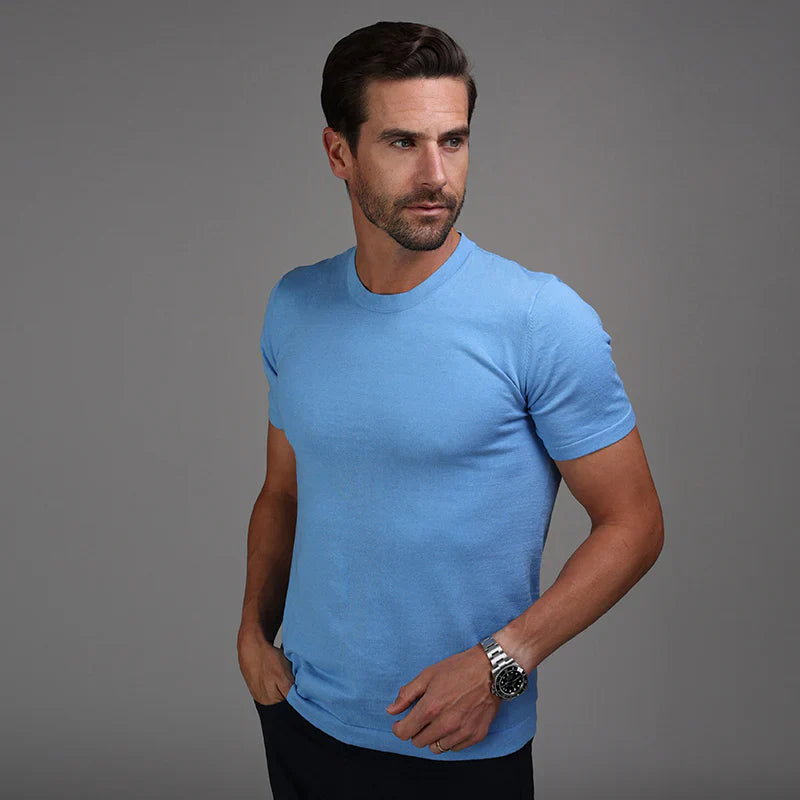 Pack Of 2 Men's Muscle Fit Sky Blue T-Shirt