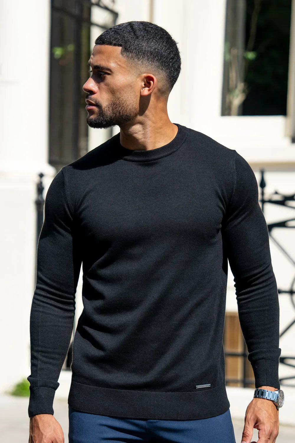 Men's Black Crew Neck Knit Sweater Main image