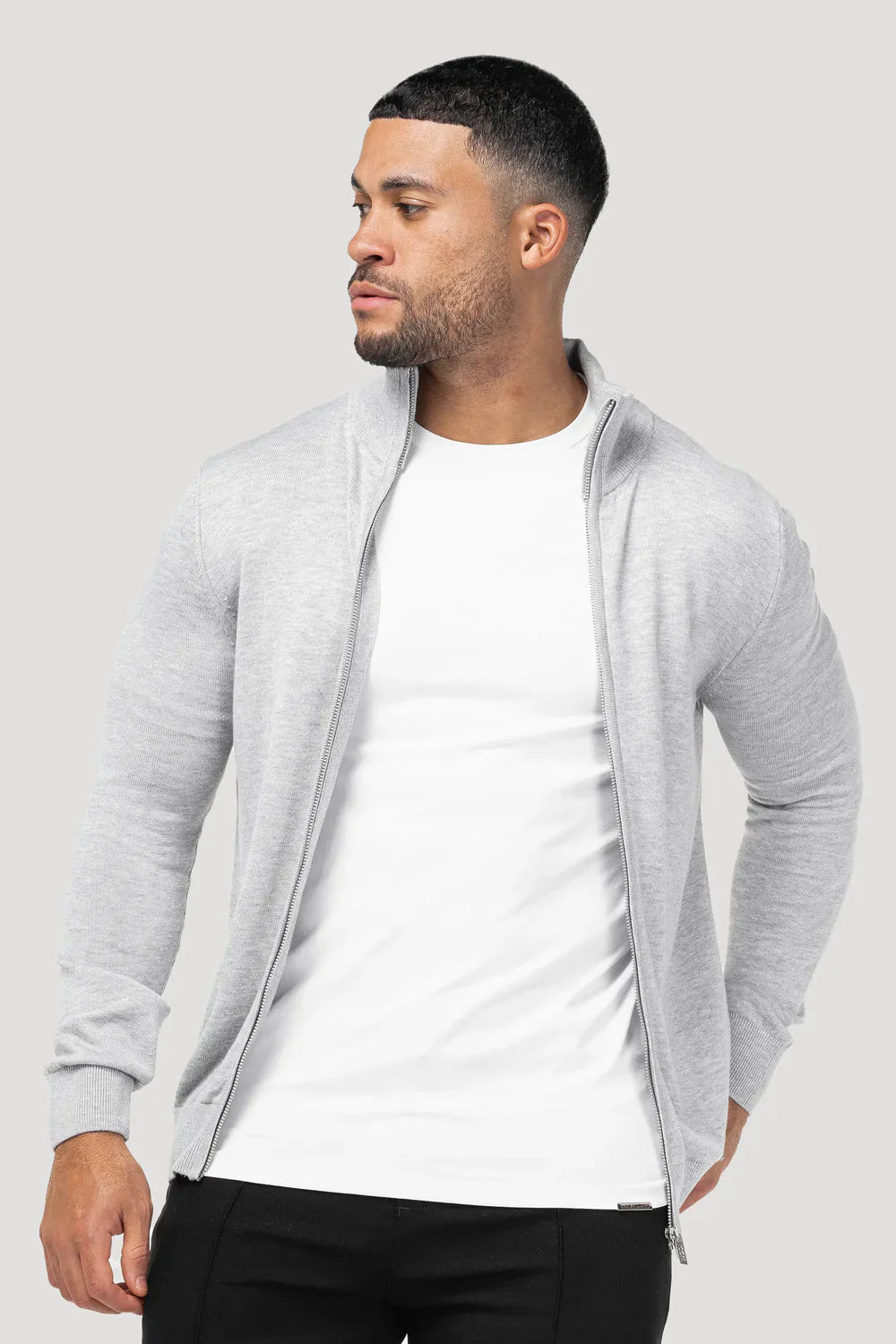 Men's Grey Full Zip Jumper Main image