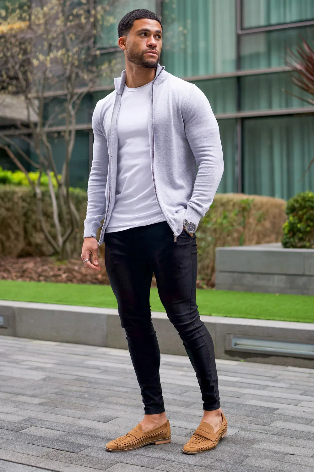 Men's Grey Full Zip Jumper