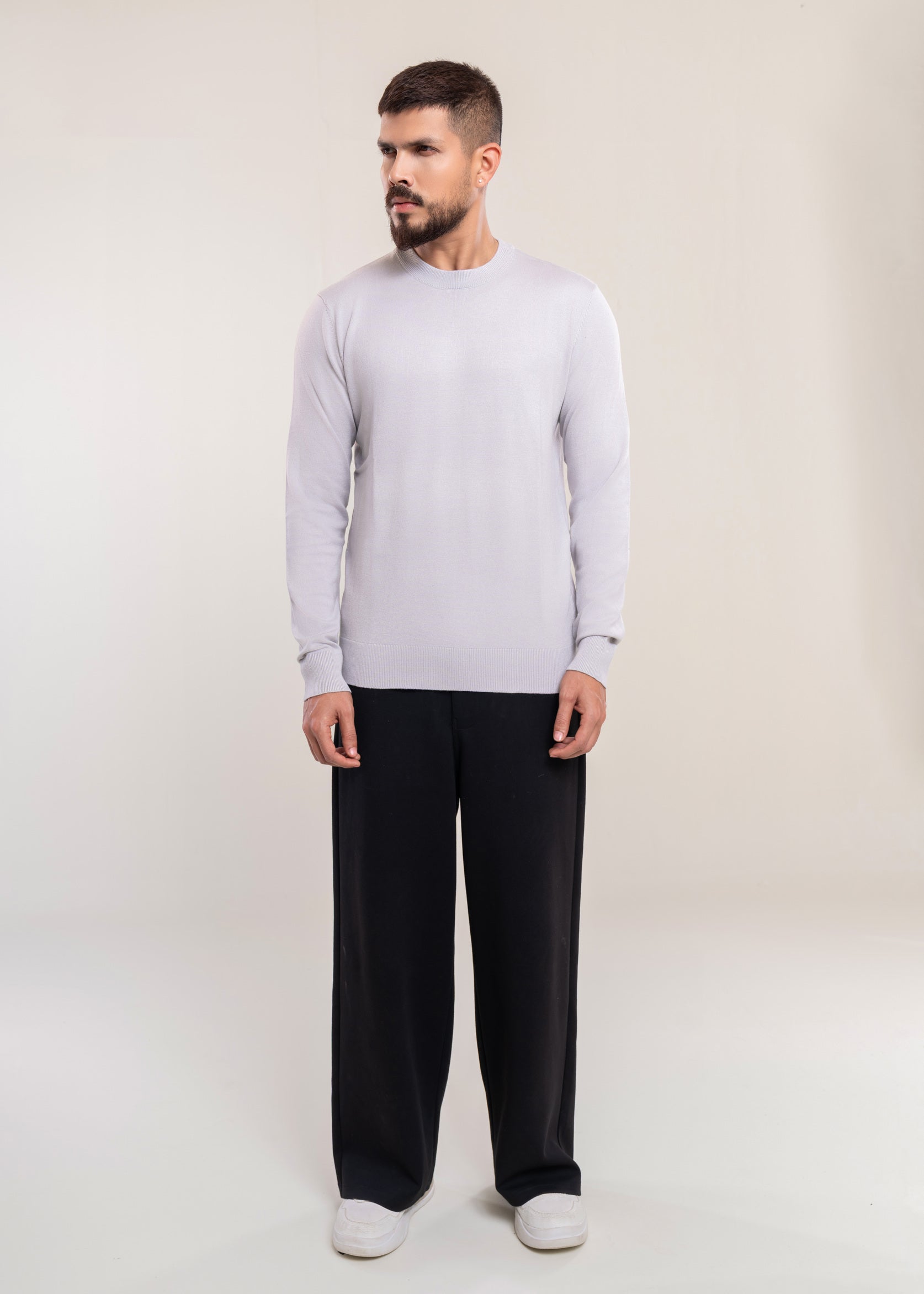 Men's Grey Crew Neck Knit Sweater Secondary image
