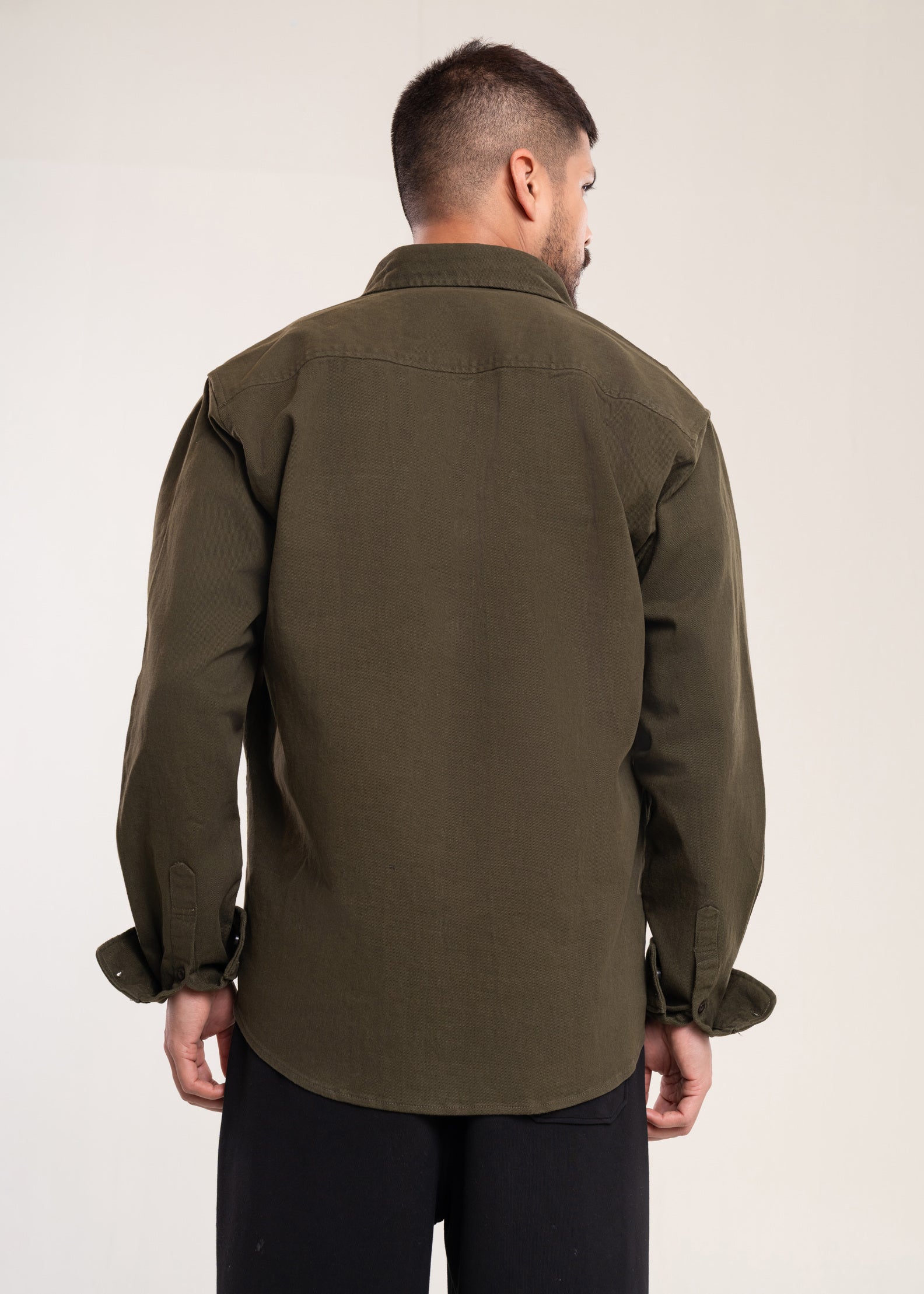 Mens Overshirt Khaki Shacket - Casual Shirt - Lucca Mens Clothing UK