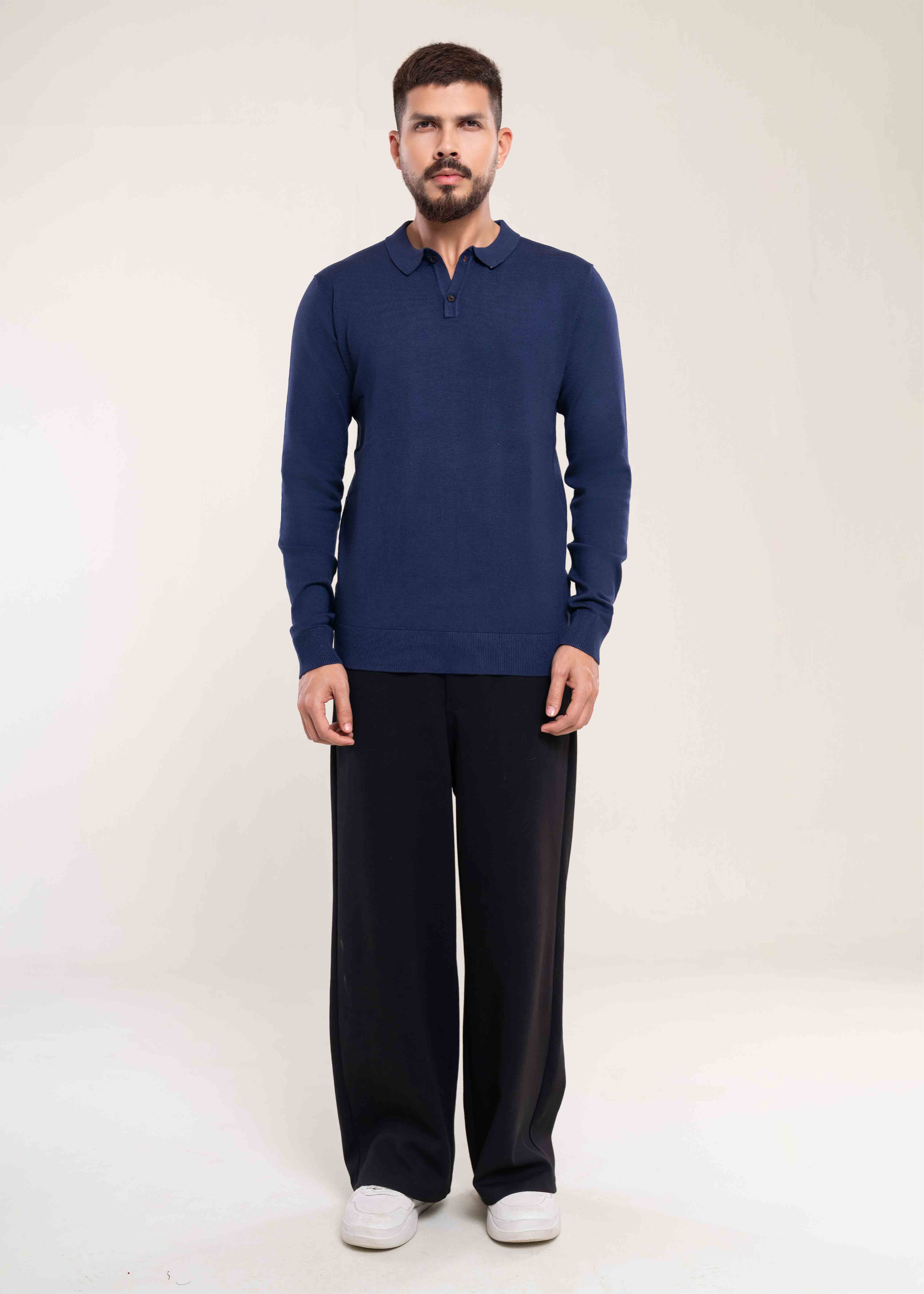 Men's Navy Slim Fit Polo Jumper Secondary image