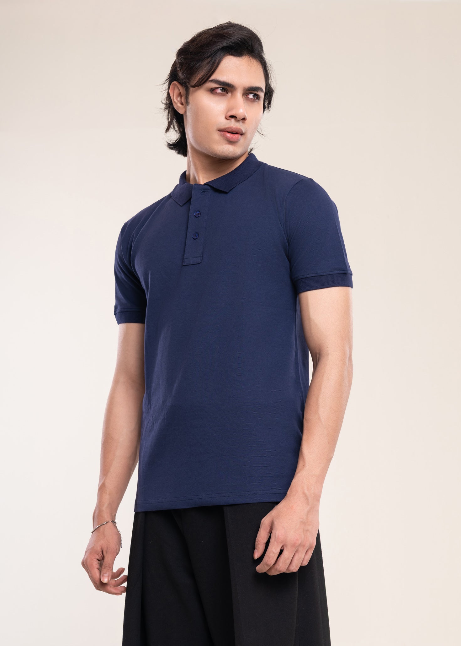 Mens Polo Shirt Navy - Luxury Fitted Polo T Shirt - Lucca Mens Collection UK