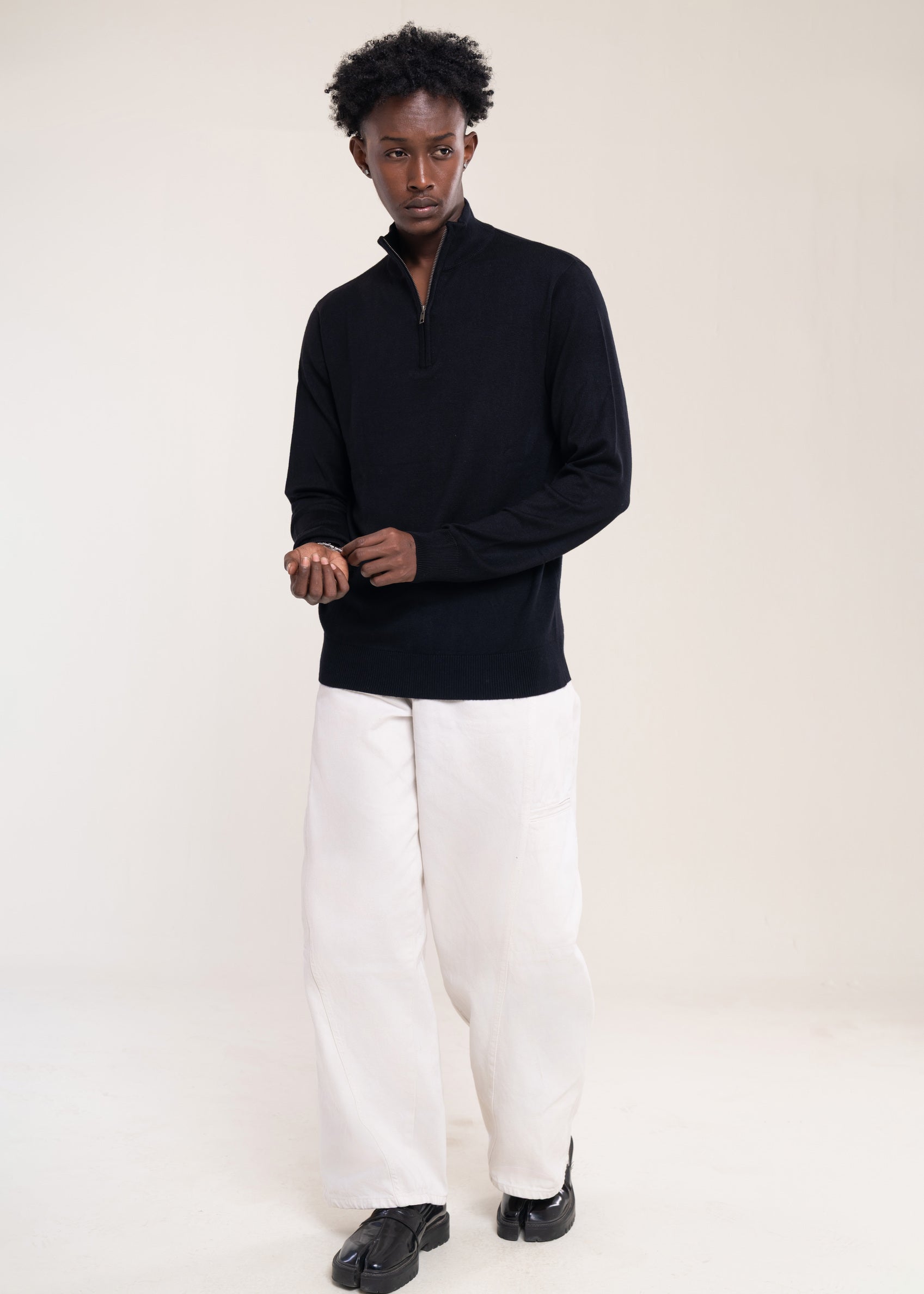 Men's Black Zip Neck Jumper Secondary image