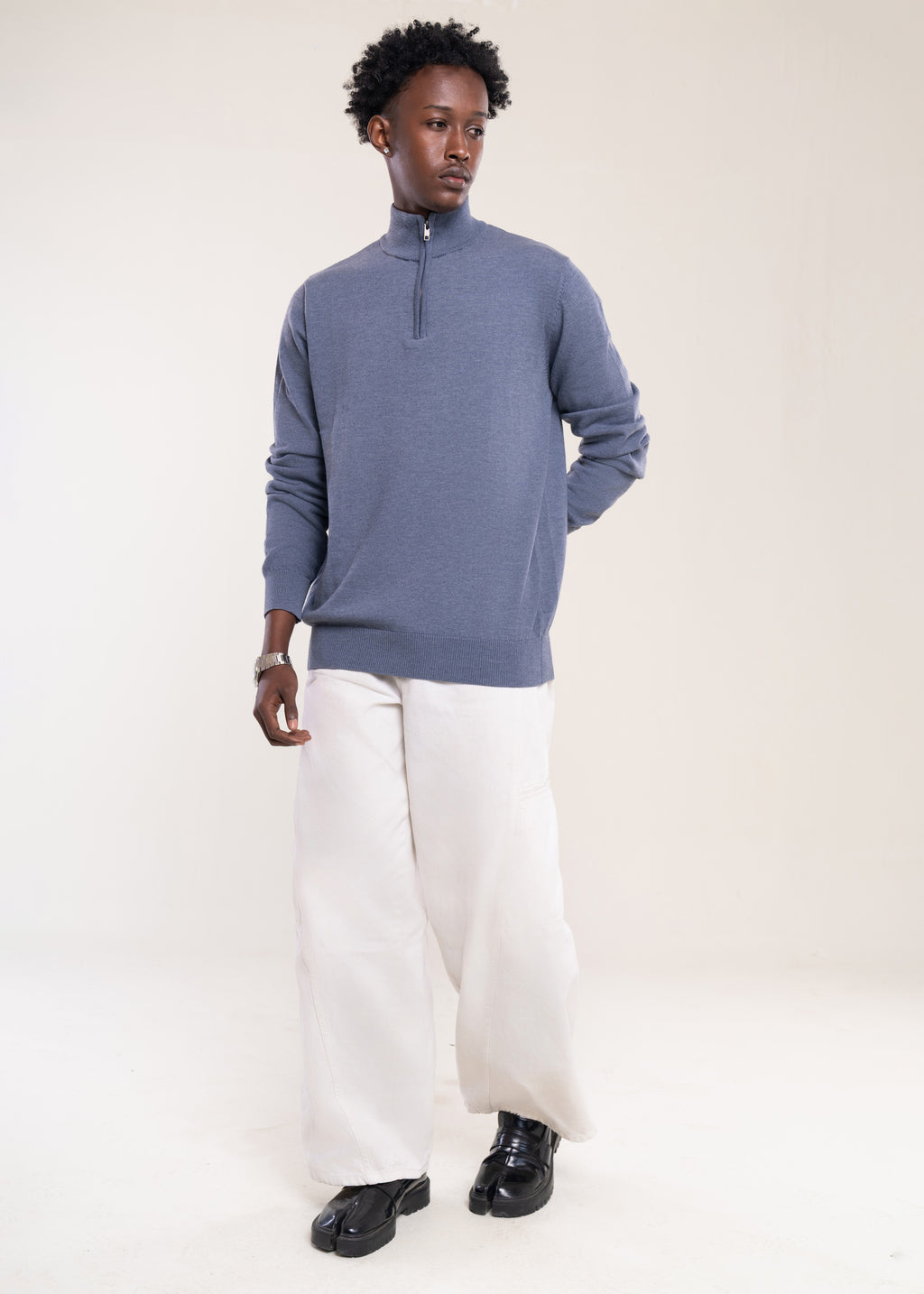 Mens Zip Neck Jumper Charcoal - Half Zip And Quarter Zip Jumper - Lucca Menswear