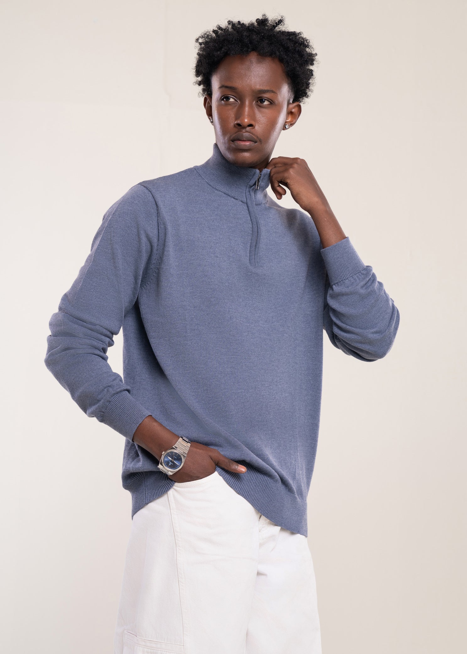 Mens Zip Neck Jumper Charcoal - Half Zip And Quarter Zip Jumper - Lucca Menswear UK
