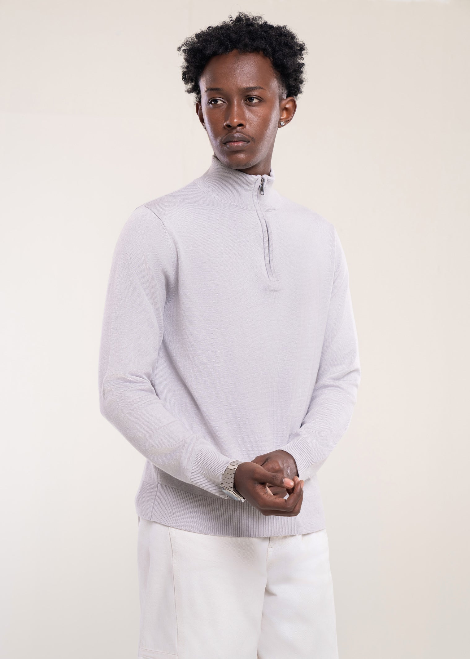 Mens Zip Neck Jumper Grey - Half Zip Jumper And Quarter Zip Jumper - Lucca Menswear UK