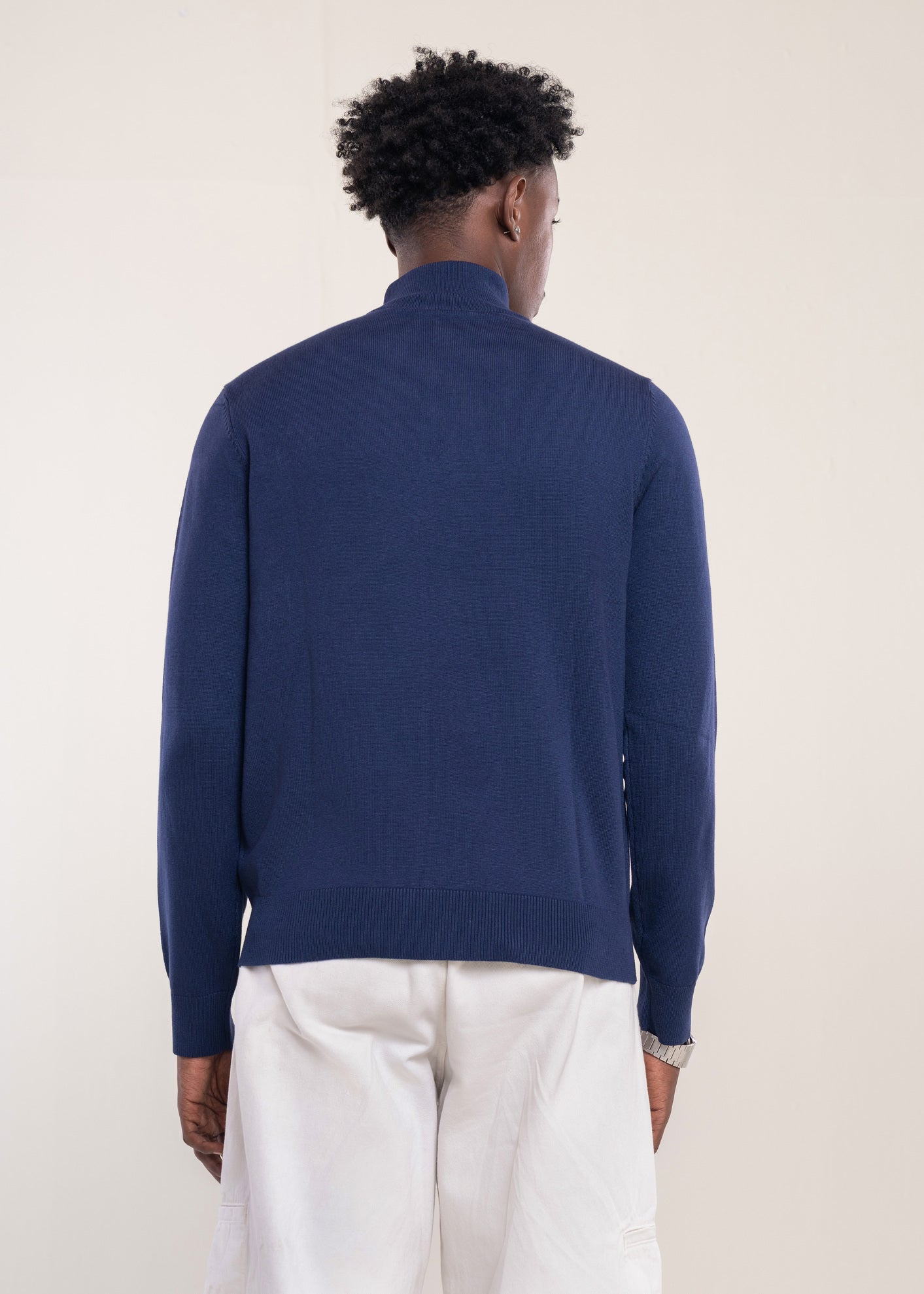 Mens Zip Neck Jumper Navy - Quarter Zip Jumper - Lucca Menswear UK