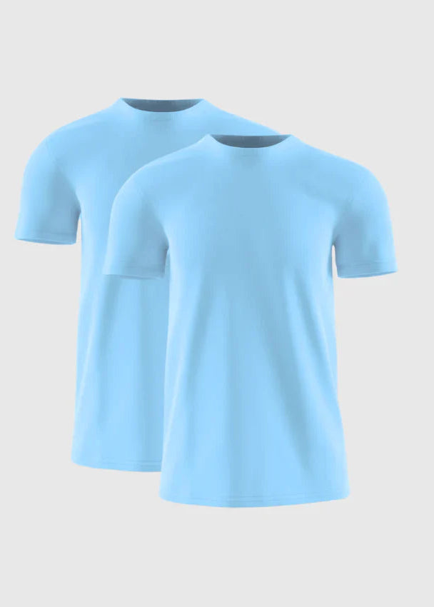 Pack Of 2 Men's Muscle Fit Sky Blue T-Shirt Main image