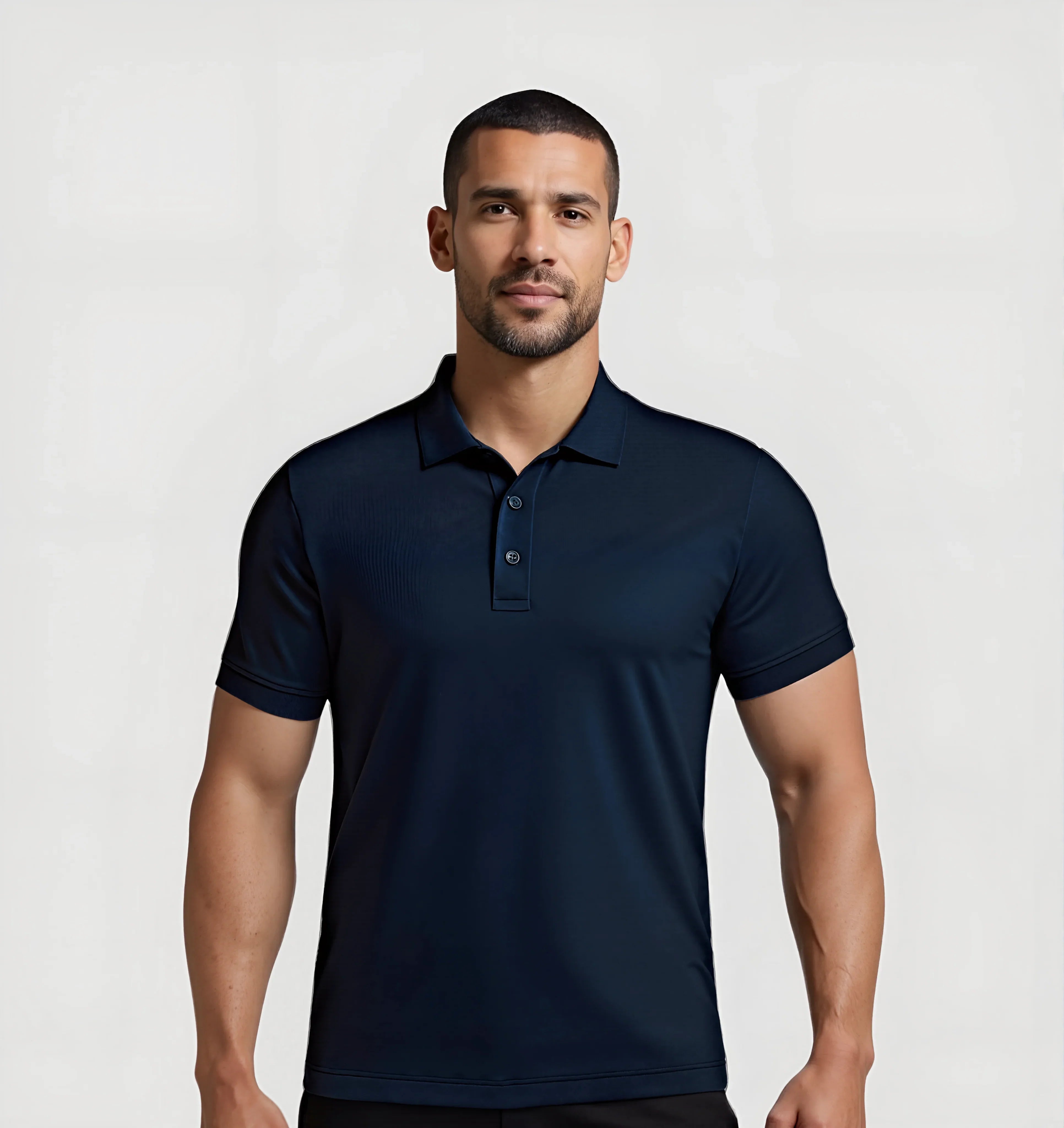 Men's Knitted Polo T-Shirt In Navy Secondary image