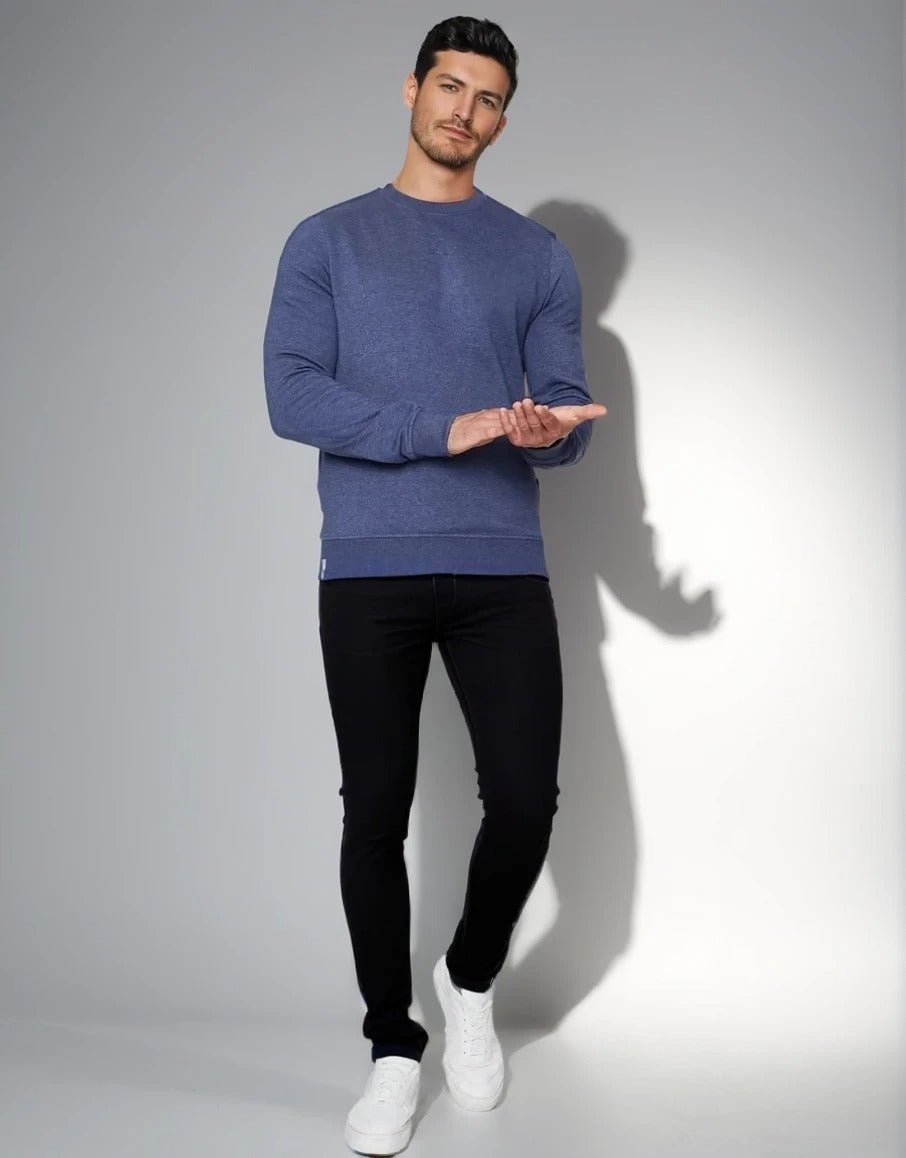 Men's Crew Neck Sweater In Blue - Urban Londonn Ltd