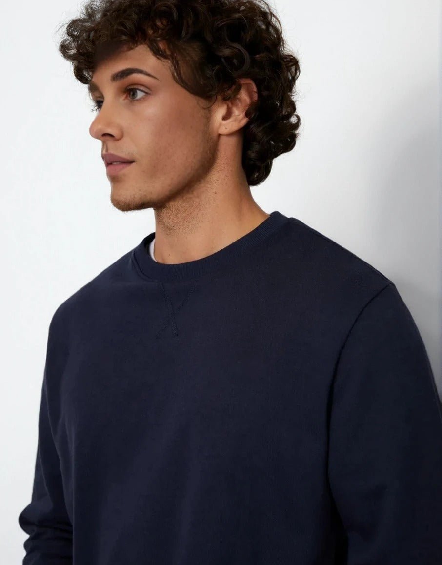Men's Crew Neck Sweater In Navy - Urban Londonn Ltd