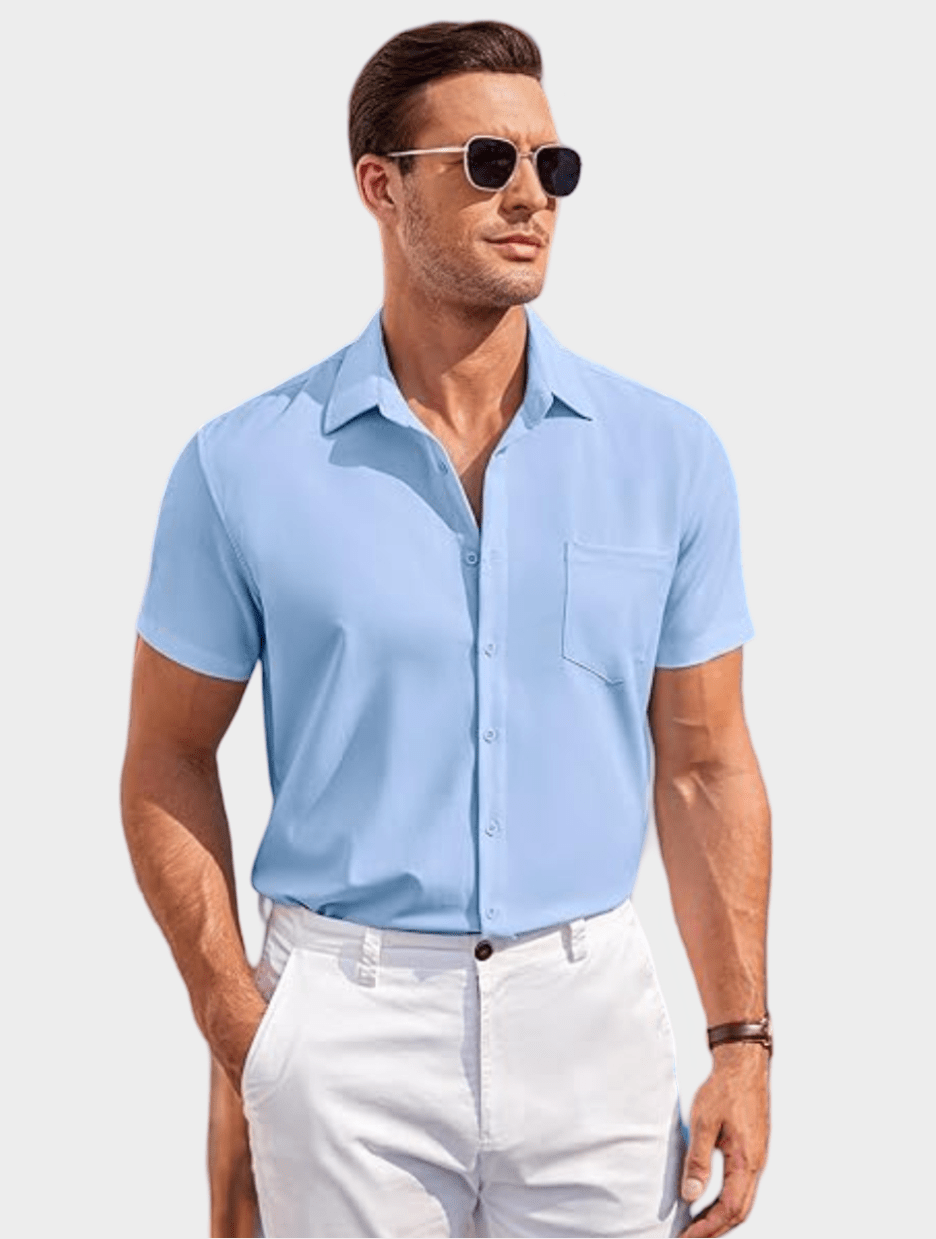 Mens Linen Shirt In Sky Blue - Urban Londonn Ltd