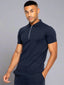 Men's Zip Neck Polo T-Shirt In Navy - Urban Londonn Ltd